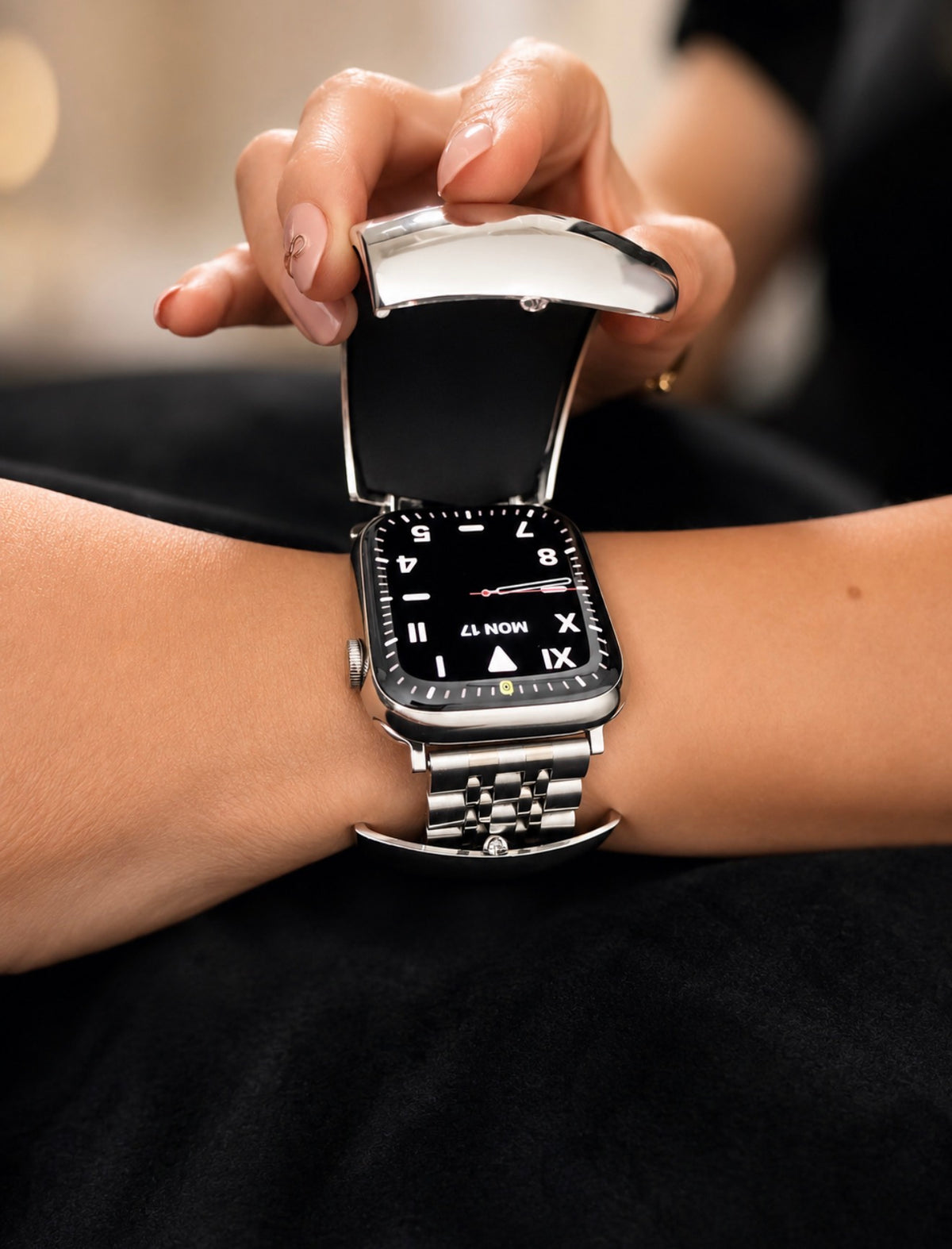 Wide Tapered Bangle Bracelet (S/M) - Cover Smartwatch Hide Smartwatch