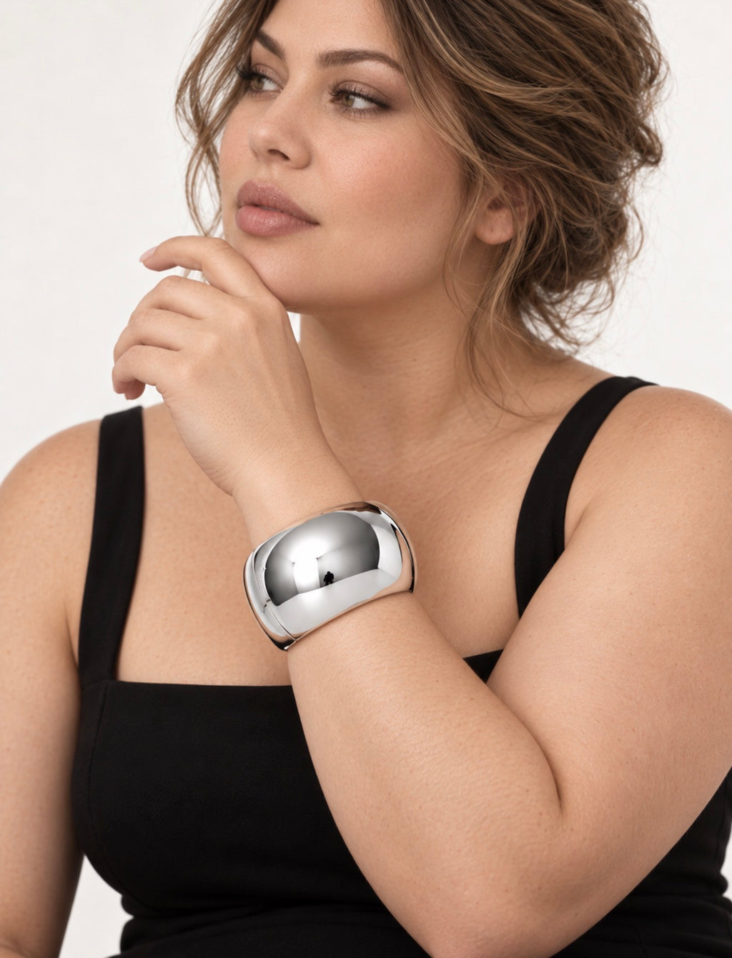 Round Dome Bangle Bracelet (L) - Cover Smartwatch Hide Smartwatch
